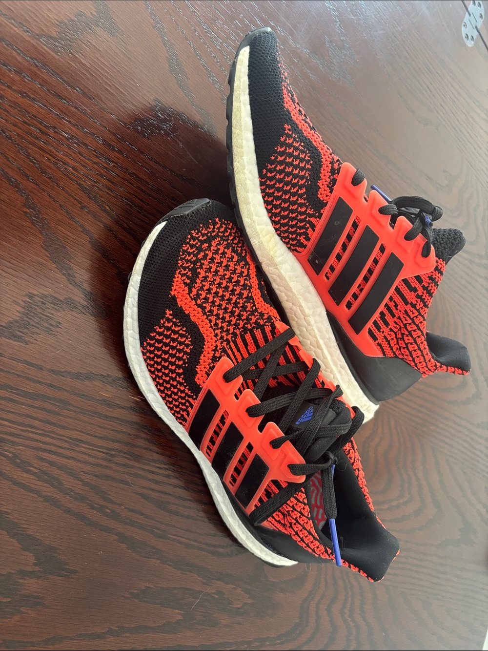 adidas ultraboost Black and flame orange/red Knit Performance Running Shoes